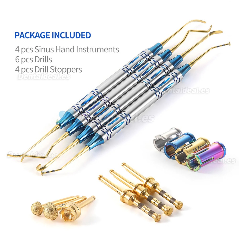 Kit Elevaci&oacute;n de Seno Maxilar para Implantes Dentales con Fresas y Topes